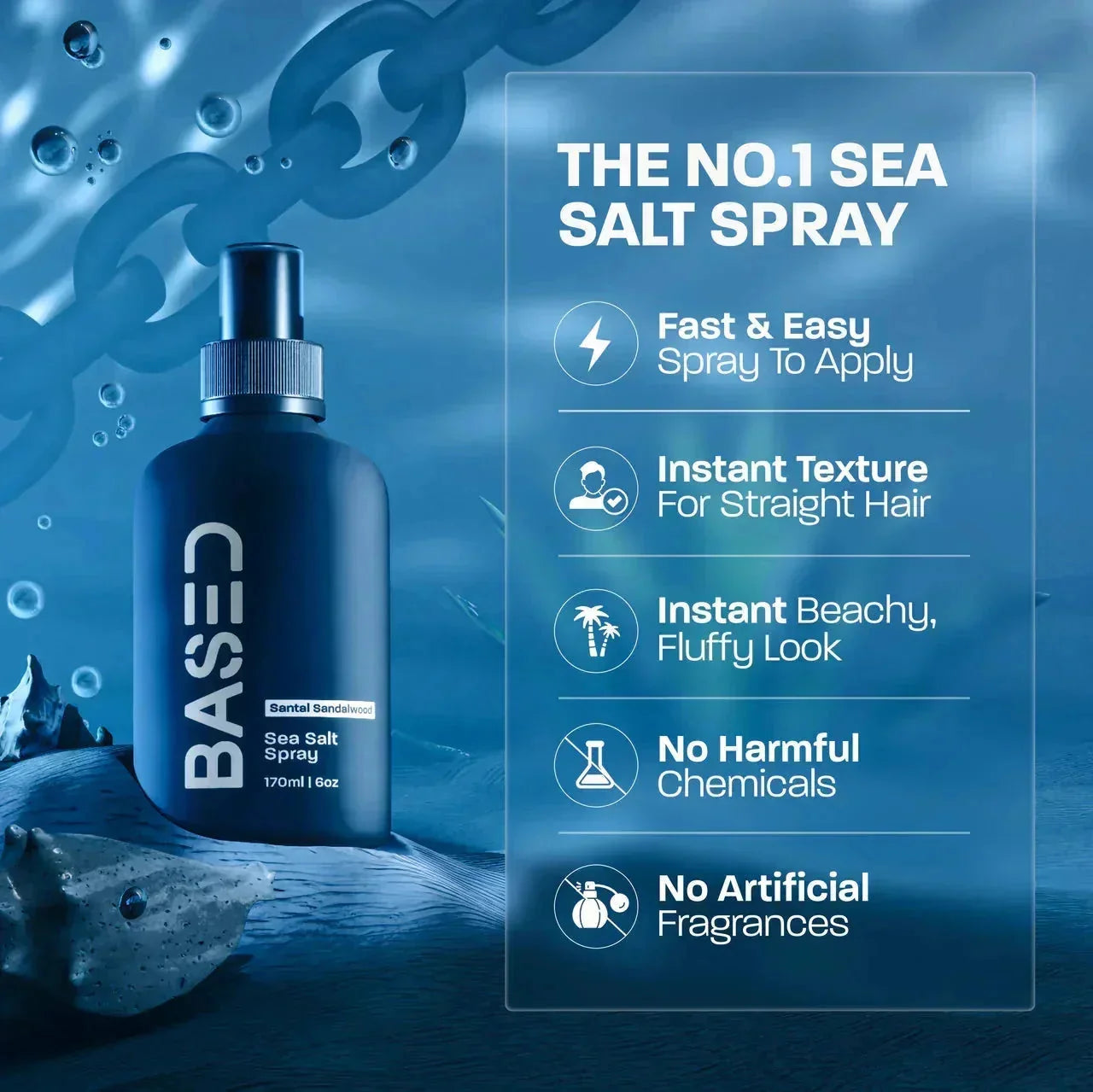 BASED Spray z solą morską - zbliżenie dla mężczyzn PL